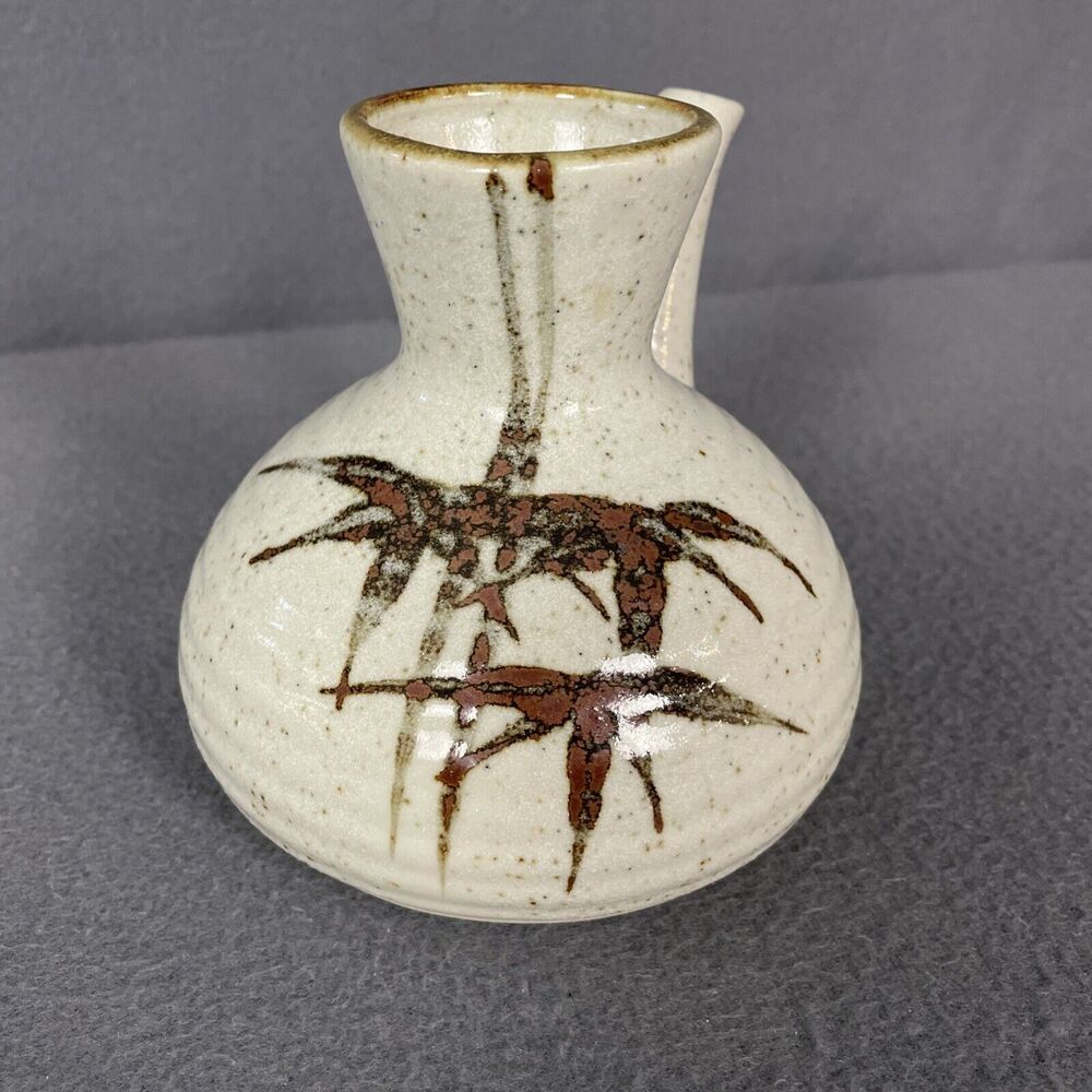 VTG JAPANESE STONEWARE SAKE WARMING JAG BOTTLE POTTERY BROWN APX.4.25"H - Picture 2 of 7